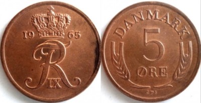 Danemarca 1968 - 5 ore, circulata foto