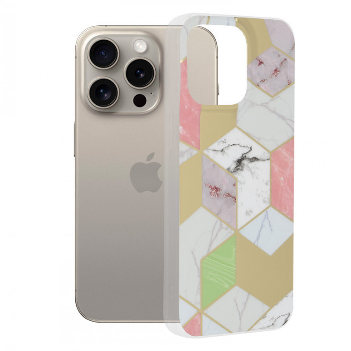 Husa pentru iPhone 15 Pro Max, Techsuit Marble Series, Purple Hex