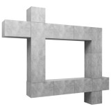 Cumpara ieftin Set de dulapuri TV, 9 piese, gri beton, lemn prelucrat