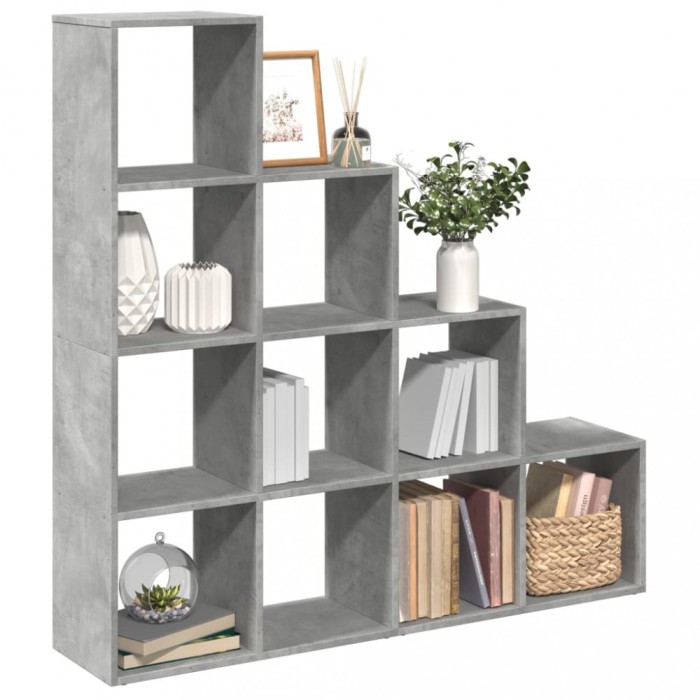 vidaXL Bibliotecă/separator cameră gri beton 131,5x29x131,5 cm lemn