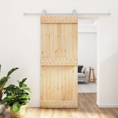 vidaXL Ușă glisantă cu set de feronerie 85x210 cm, lemn masiv de pin 3203106