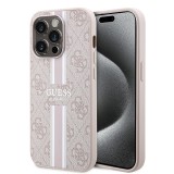 Husa originala Guess iPhone 15 Pro Hardcase 4G Printed Stripes MagSafe, roz, GUHMP15LP4RPSP