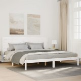 vidaXL Cadru pat foarte lung fără saltea, alb, 200x220 cm lemn masiv