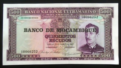 Bancnota 500 ESCUDOS - MOZAMBIQUE (COLONIE PORTUGHEZA) 1967 * Cod 504 - UNC foto