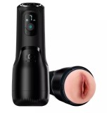 Masturbator Pussy AIRTURN 4, Ecran LED, Vibratii si Suctiune, TPE si ABS, USB, 27.2 cm