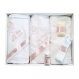 Cumpara ieftin Trusou Botez 6 piese personalizat cu broderie - &quot;Cu drag de la Nasi&quot; - Ingeras - ALB - ROZ PUDRAT- TB118
