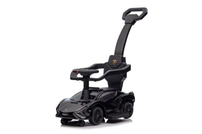 Masinuta premergator cu maner parental, Lamborgghini, negru