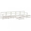 Set mobilier de gradina, 7 piese, alb, lemn masiv de pin