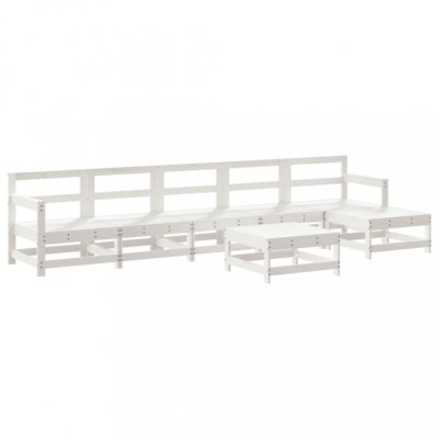 Set mobilier de gradina, 7 piese, alb, lemn masiv de pin foto