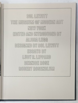 SOL LEWITT , THE MUSEUM OF MODERN ART , NEW YORK , edited by ALICIA LEGG ,1978 foto