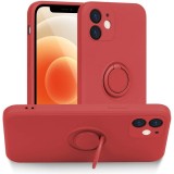 Husa protectie flippy compatibila cu apple iphone 12 mini liquid silicone ring cu suport rotativ rosu
