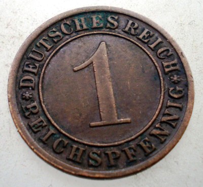 B.234 GERMANIA WEIMAR 1 REICHSPFENNIG 1934 A foto