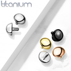 Cap de &icirc;nlocuire pentru implant de titan, emisferă 3 mm, lățime 1,2 mm, tehnologie de acoperire PVD - Culoare: Argintiu