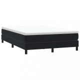 Pat cu arcuri fără saltea negru 140x210 cm catifea