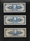 Rar! Set Brazilia 1 + 2 + 5 cruzeiros 1944 (45) semnate de mana