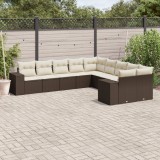 vidaXL Set canapele de grădină cu perne, 10 piese, maro, poliratan 3255450