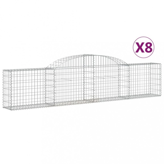 Cosuri gabion arcuite, 8 buc., 300x30x60/80 cm, fier galvanizat