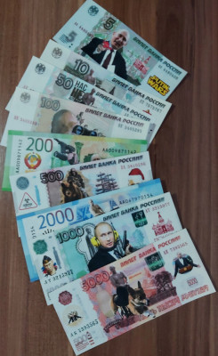 lot 9 reproducere banknote fantezy Putin new ruble 2022 foto