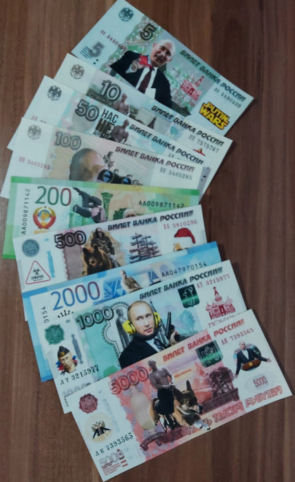 lot 9 reproducere banknote fantezy Putin new ruble 2022