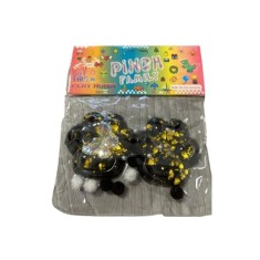 Jucărie interactivă pufoasă cu două labe - paiete negre și multicolore, antistres, revenire rapidă la