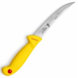 Cumpara ieftin Cutit pentru transare galben 28,5 cm, lama flexibila curbata 14,5 cm, 96 g, otel inoxidabil, maner cu protectie, pentru carne si peste