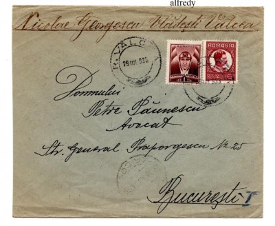 Romania 1933, Plic francat Carol II foto