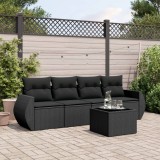 Cumpara ieftin Gossi set mobilier de gradina cu perne, 5 piese, negru, poliratan