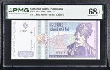 5000 lei 1992 PMG68 UNC bancnota gradata