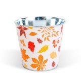 Ghiveci decorativ metalic cu model frunze &ndash; 15 x 13,7 cm &ndash; decoratiune de toamna Best CarHome
