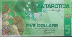 !!! ANTARCTICA - 5 DOLARI 2008 - UNC / POLIMER / CEA DIN SCAN foto