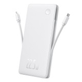 POWER BANK Baseus Airpow lite, 10000mAh, 22.5W, 1 x USB; 1 cablu x USB Type-C, 1 cablu x Iphone Lightning, total 3A, alb, &quot;P10067501213-00&quot; (timbru ve