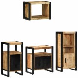 Cumpara ieftin Set de mobilier pentru baie 4 buc. Maro si negru