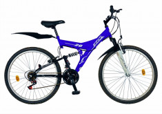 Bicicleta MTB HT 26 FIVE Falcon cadru otel culoare albastru alb foto