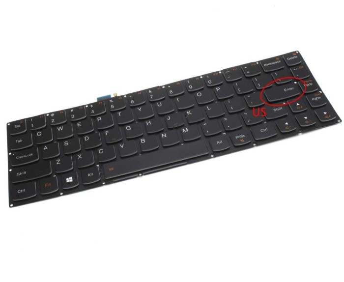 Tastatura Lenovo Yoga 3 Pro 1370 iluminata layout US fara rama enter mic, Yoga 3 Pro iluminata layout US fara