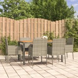 VidaXL Set mobilier de grădină cu perne, 7 piese, gri, poliratan