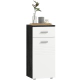 kleankin Dulap Baie din Lemn cu Sertar și Rafturi, Design Alb și Negru | Aosom Romania