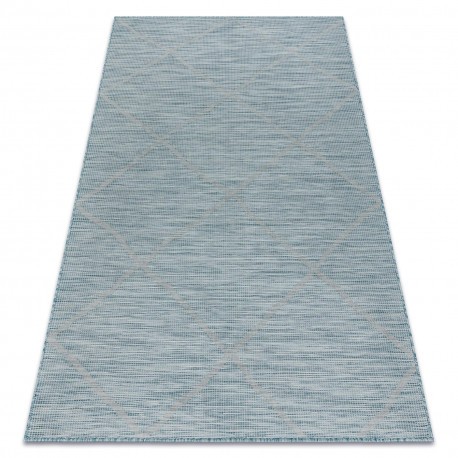 Covor SISAL PATIO 3075 Caro țesute plate - apa albastra, 194x290 cm