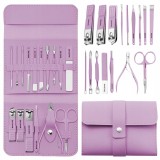 Set manichiura si pedichiura 16-in-1 cu plic din piele ecologica, model &quot;mani-cut pink&quot;, culoare roz
