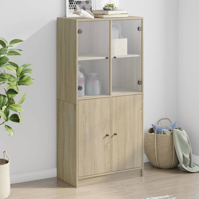 vidaXL Dulap &icirc;nalt cu uși, stejar sonoma, 68x37x142 cm, lemn compozit