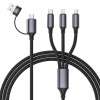 CABLU alimentare GEMBIRD, pt. smartphone, USB 2.0 (T) + USB 2.0 Type-C (T) la USB 2.0 Type-C (T) + Lightning (T) + micro-USB (T), 1.5m, protectie sili