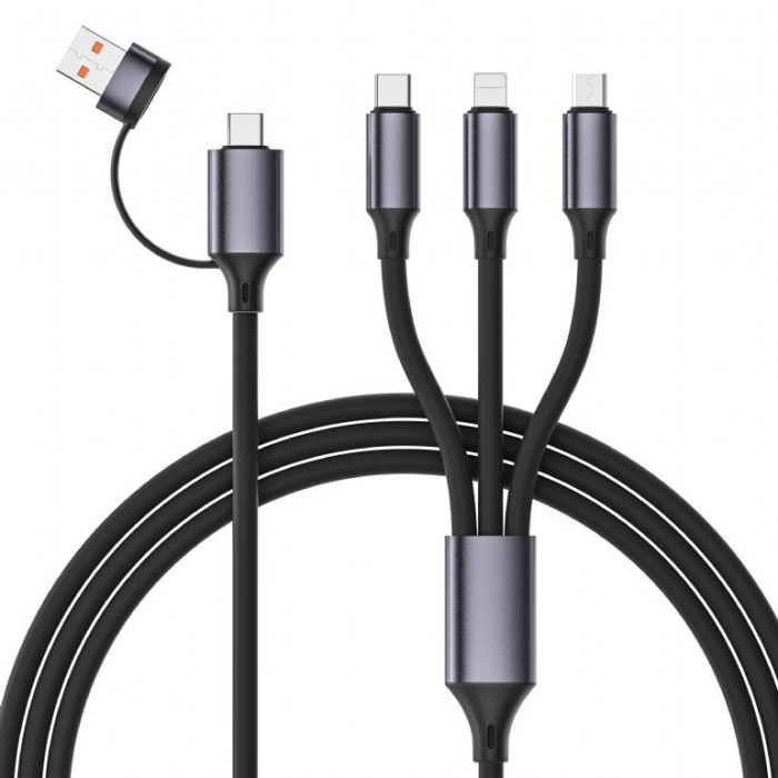 CABLU alimentare GEMBIRD, pt. smartphone, USB 2.0 (T) + USB 2.0 Type-C (T) la USB 2.0 Type-C (T) + Lightning (T) + micro-USB (T), 1.5m, protectie sili