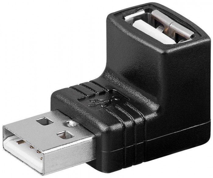 Adaptor USB A tata - A mama 90 grade Goobay