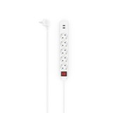 Prelungitor Hama, 5 prize + 2 USB- A, 1.4 m, 3680 W, 3 x 1.5 mmp, contact de protectie, intrerupator, alb