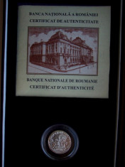 SV * Romania BNR REPLICA DINAR ROMAN ARGINT + Certificat + Caseta PROOF foto