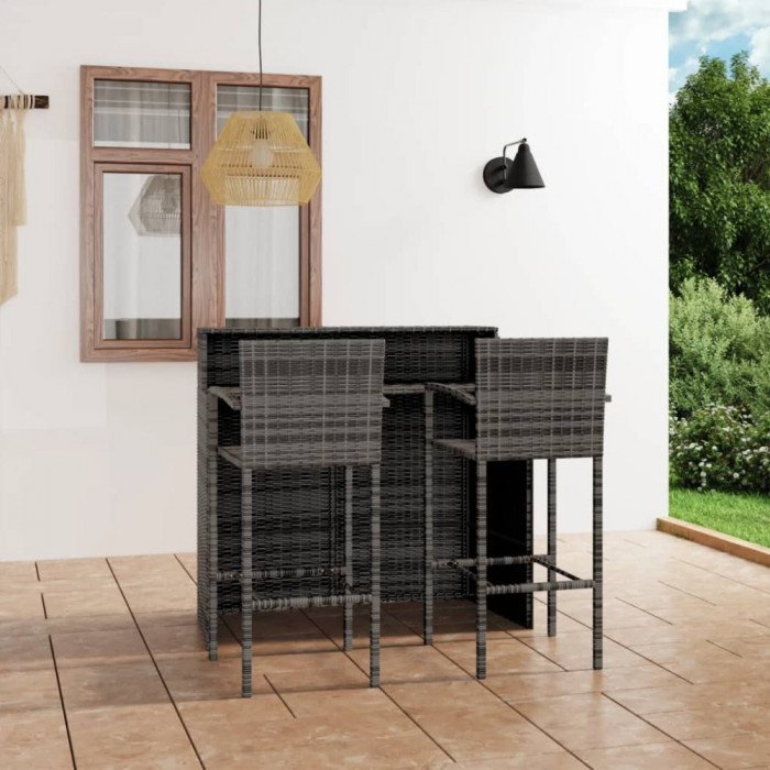 Gossi set mobilier de bar de gradina, 3 piese, gri