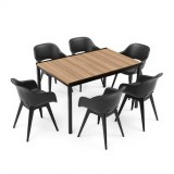 Set mobilier gradina Curver Flora 6+1, frasin-grafit, plastic UV rezistent, masa Porto 160, scaune Akola Duo