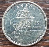 (M1421) MONEDA CANADA - 25 CENTS 2004, 400 ANI PRIMA ASEZARE FRANCEZA - INSULA SAINT CROIX