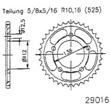 Pinion spate 44 dinti pas lant 525 - Honda CB 600 F Hornet - CBF 600 - CBR 600 - VT 750 - CBR 900 RR Fireblade - XL 1000 Varadero