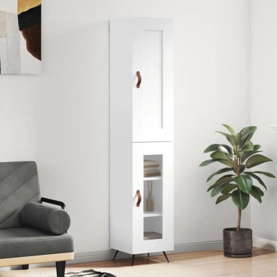 vidaXL Dulap &amp;icirc;nalt, alb, 34,5x34x180 cm, lemn prelucrat 3200361 foto