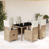 Gossi set bistro de gradina, 7 piese, cu perne, bej, poliratan